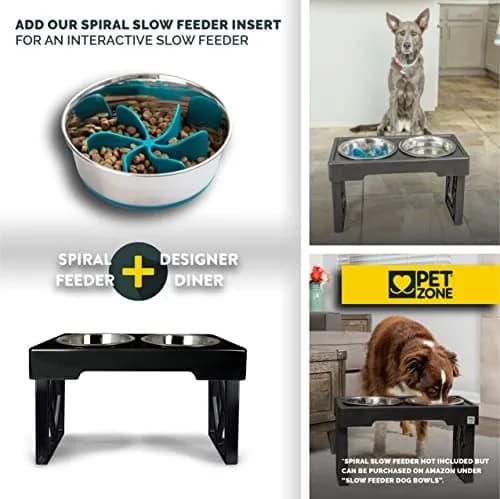 Pet Zone Designer Diner Elevated Dog Bowl Stand, 3 Adjustable Height Levels | Supports digestion & joint health thumbnail 4