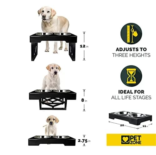 Pet Zone Designer Diner Elevated Dog Bowl Stand, 3 Adjustable Height Levels | Supports digestion & joint health thumbnail 3
