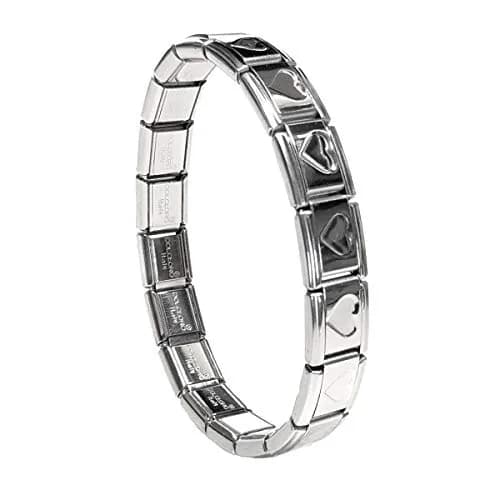 Dolceoro Heart 9mm Italian Modular Starter Charm Bracelet Stainless Steel 17.8 cm (7 in) | Authentic USA Import thumbnail 1