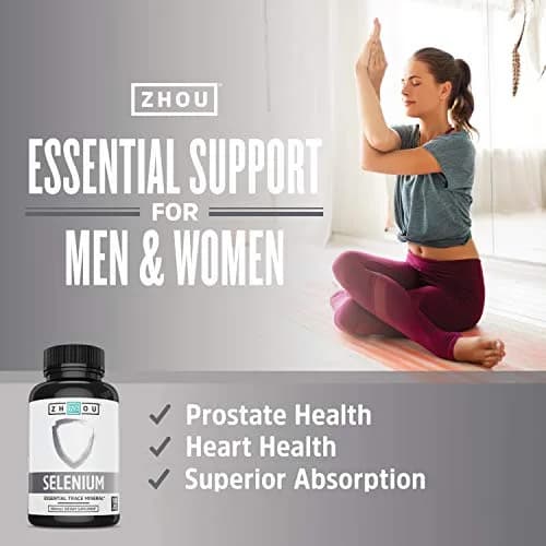 ZHOU Selenium 200mcg Capsules | Antioxidant & Thyroid Support, 100 Veggie Capsules thumbnail 2