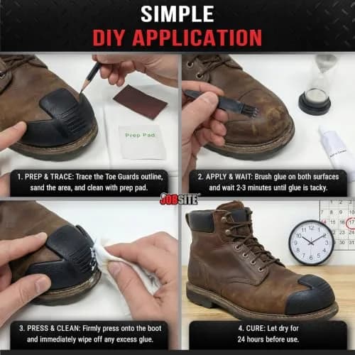 JobSite Shoe Toe Guards Impact Protection Gear | Heavy Duty Black 2 Pairs thumbnail 5