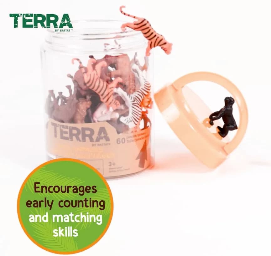 Terra by Battat Wild Animal Figurines Tube 60 Mini Safari Figures | Realistic Plastic Animals for Kids 3+ thumbnail 6