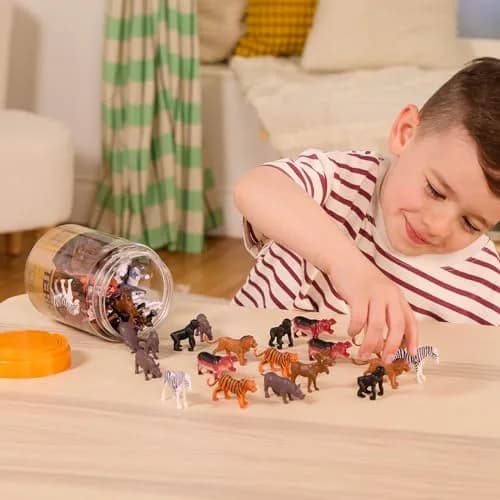 Terra by Battat Wild Animal Figurines Tube 60 Mini Safari Figures | Realistic Plastic Animals for Kids 3+ thumbnail 2