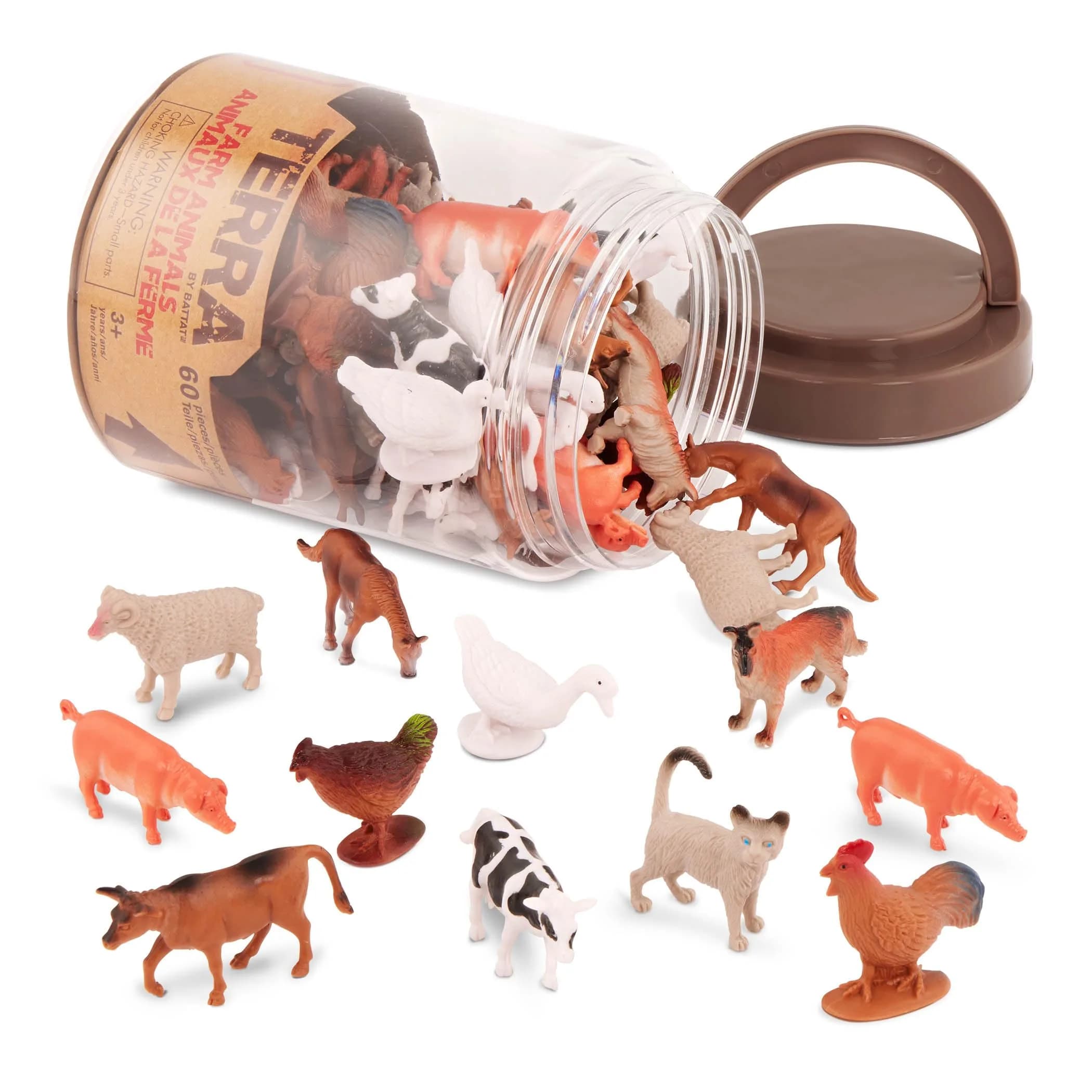 Terra by Battat Farm Animals Toy Tube 60 Mini Figures | Educational Plastic Playset for Kids 3+ — Terra Mini Farm Animals in Tube