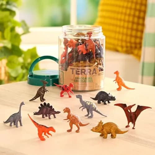 Terra by Battat Dinosaur Figures Tube, 60 Mini Plastic Dino Animals, 2-3 inch Figures | ASTM-Tested Educational Toy thumbnail 3