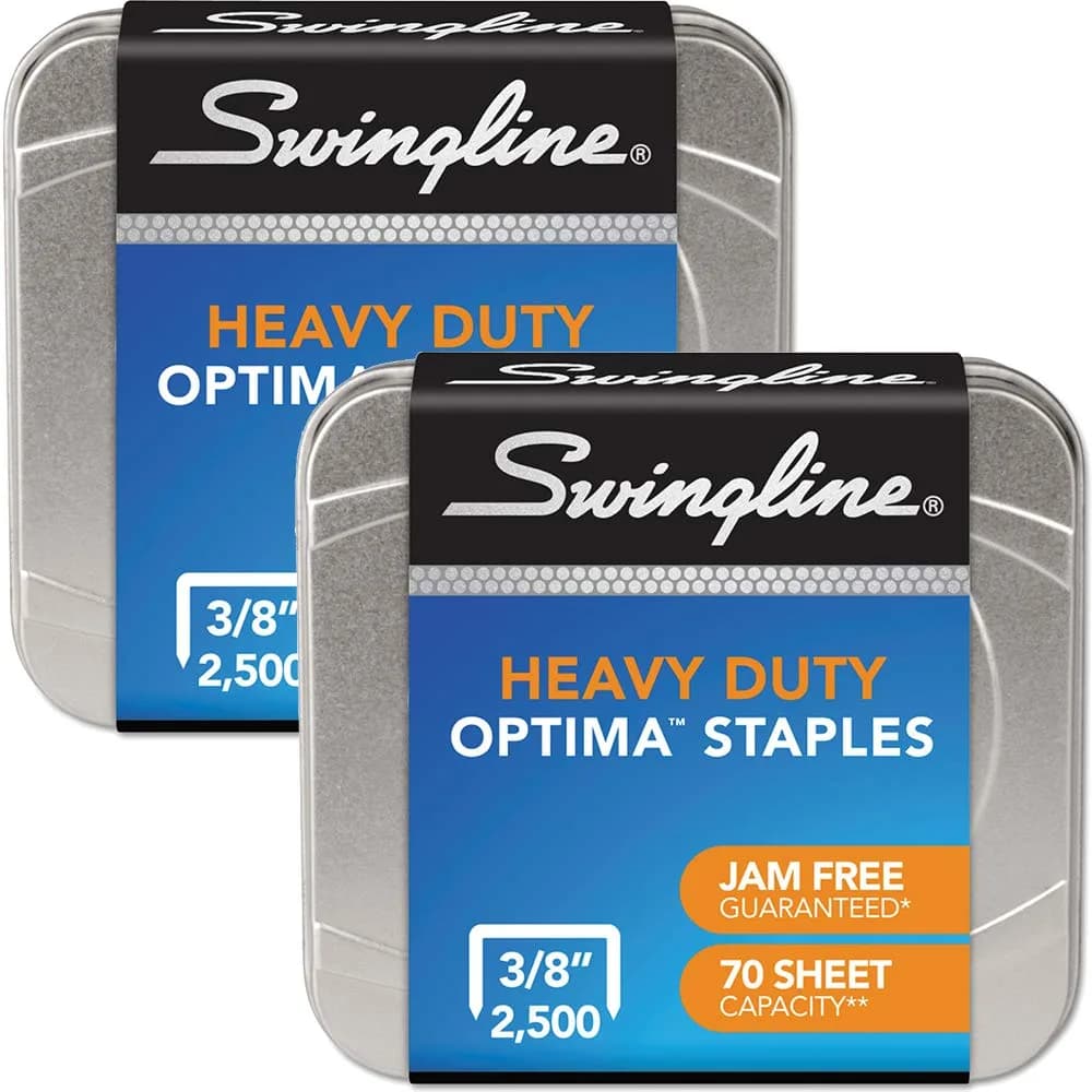 Swingline Heavy Duty Staples, 3/8" Length, Jam-Free, 125/Strip, 2 Pack | Secure up to 70 sheets - main product image