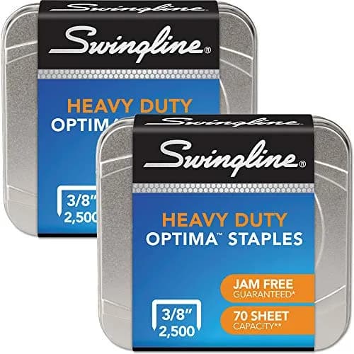 Swingline Heavy Duty Staples, 3/8" Length, Jam-Free, 125/Strip, 2 Pack | Secure up to 70 sheets thumbnail 1