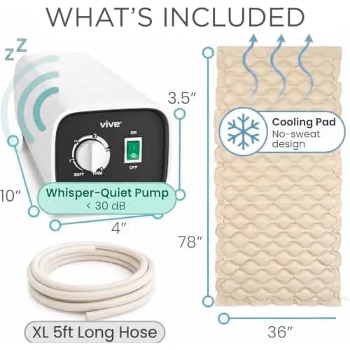 Vive Alternating Air Pressure Mattress Pad 203 cm (80") x 91 cm (36") | Doctor Recommended for Bed Sore Relief thumbnail 2