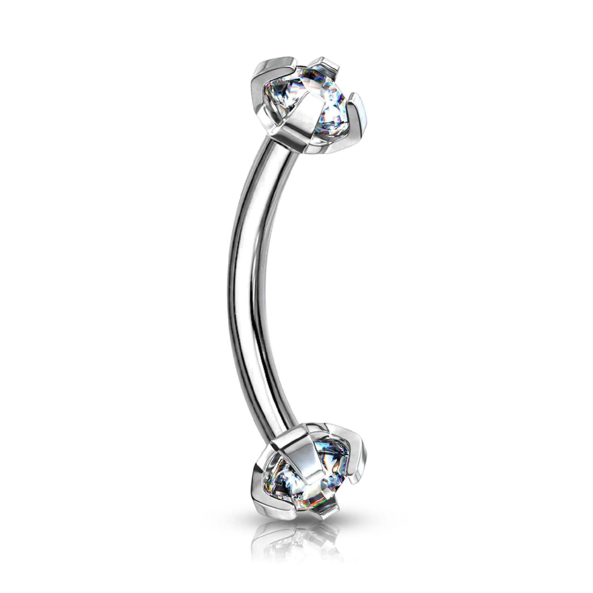 Forbidden Body Jewelry 16g 8mm Daith Earring, Eyebrow Ring & Rook Piercing | Internally Threaded Clear CZ Barbell