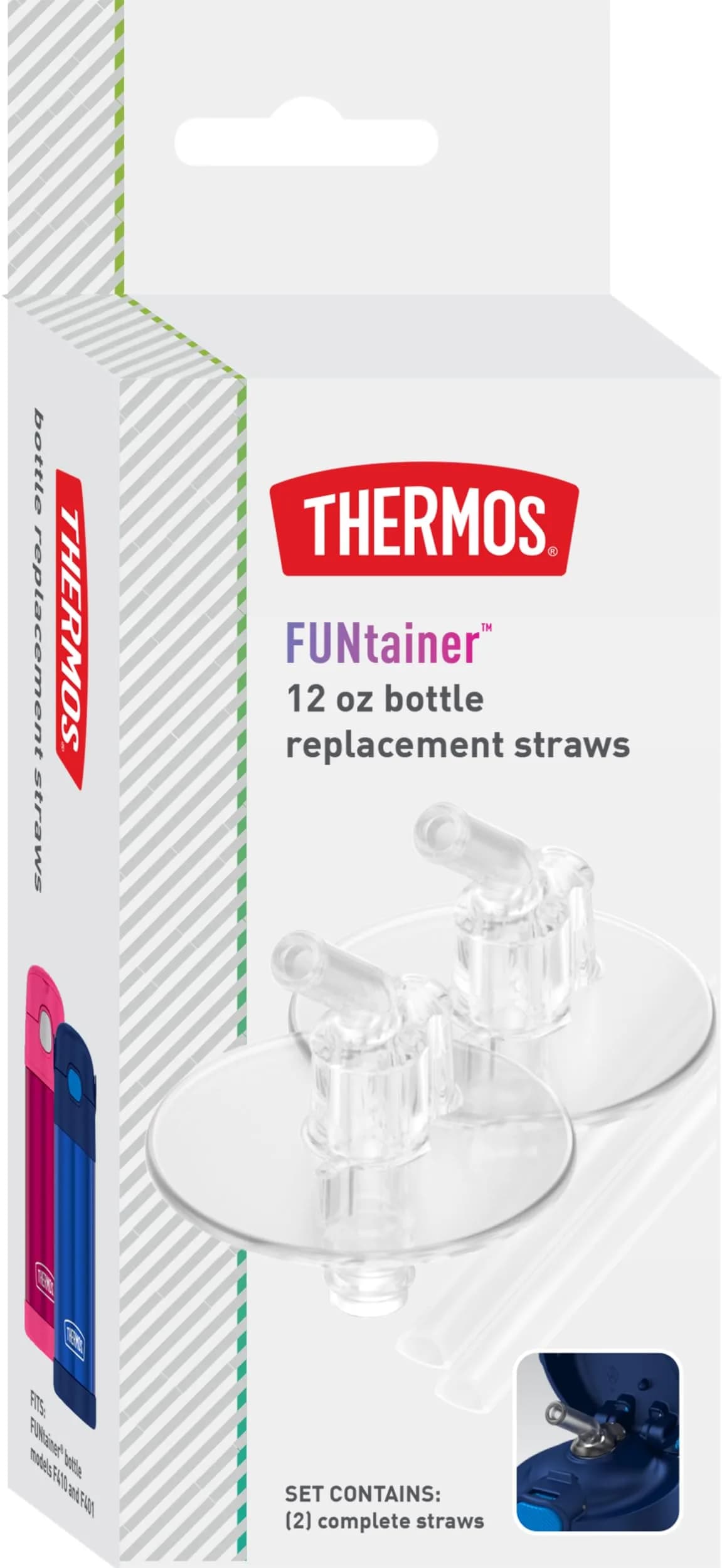 THERMOS Replacement Straws for 12oz Funtainer Bottle, Clear, 2 Count | Soft Silicone & Hard Stem - main product image