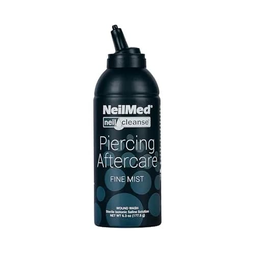 NeilMed NeilCleanse Piercing Aftercare Fine Mist 177ml (6.3 Fl Oz) | Gentle Sterile Saline Solution for Piercing Care — Clear