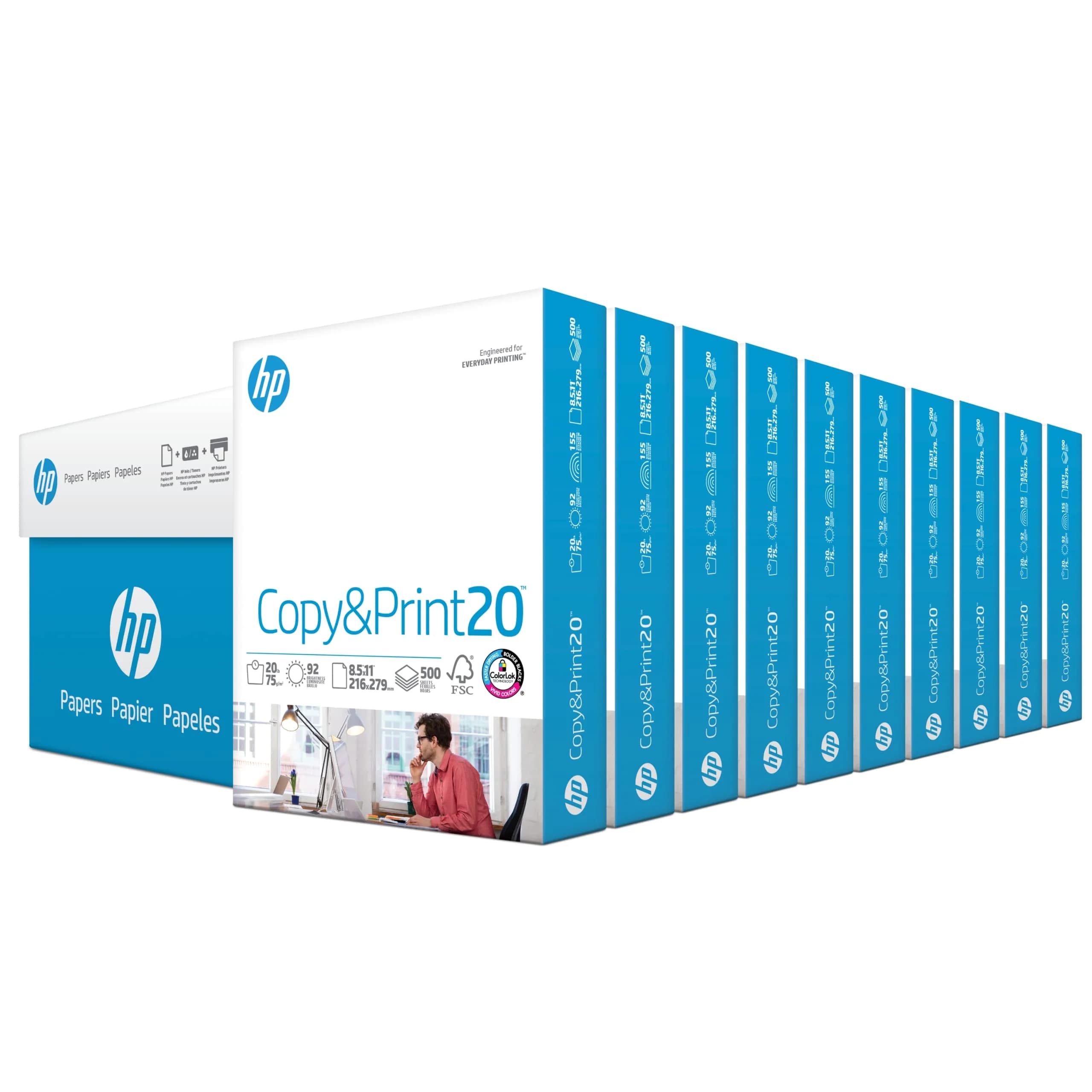 HP Papers Copy & Print 20 lb Printer Paper 8.5 x 11 Inch, 5000 Sheets | FSC Certified, 92 Bright White - main product image