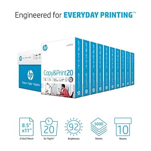HP Papers Copy & Print 20 lb Printer Paper 8.5 x 11 Inch, 5000 Sheets | FSC Certified, 92 Bright White thumbnail 2