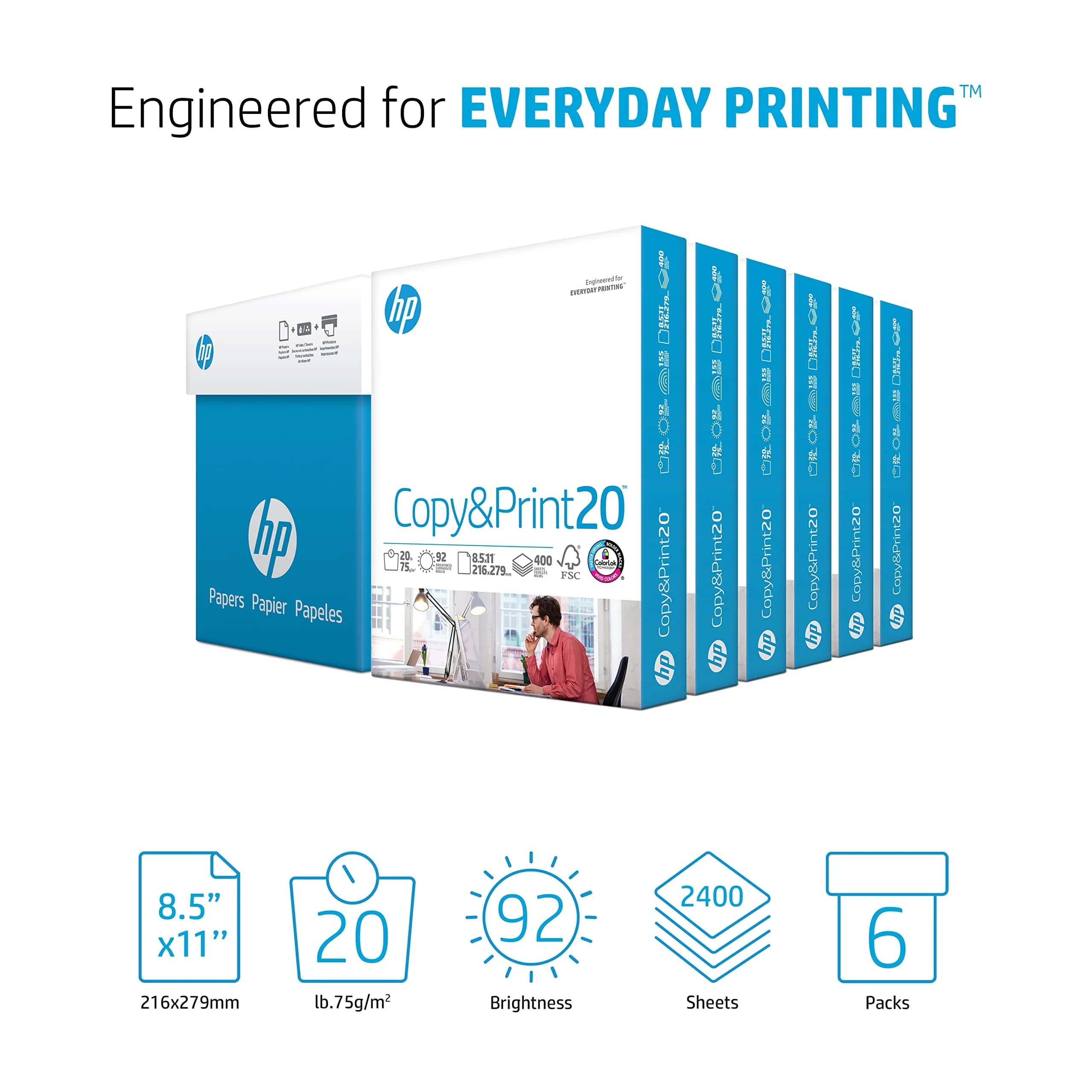 HP Papers Copy & Print 20 lb Paper 2400 Sheets (8.5 x 11 Inch) | FSC Certified, 92 Bright - view 2