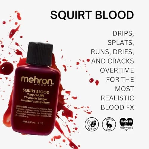 Mehron Makeup Squirt Blood 0.5 Ounce Liquid Dark Venous | Realistic Special FX Fake Blood thumbnail 2