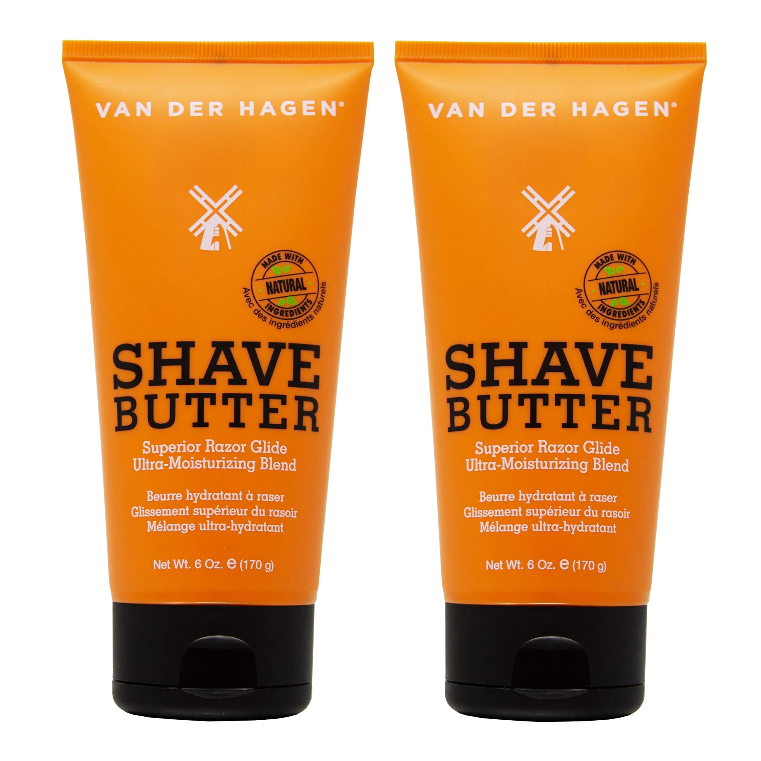 Van Der Hagen Shave Butter 6 oz (Pack of 2) | Ultra-Moisturizing, Natural Ingredients, Suitable for Women & Men