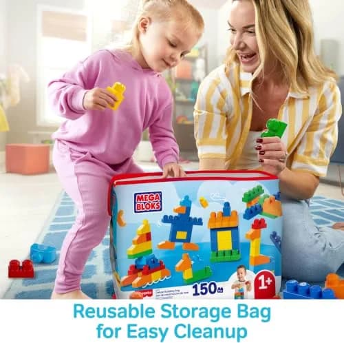 Mega Bloks First Builders Deluxe Building Bag Toddler Block Toys Set, Multicolor 2.27 kg (5 lb) | Educational STEM Toy for Kids Ages 1+ thumbnail 5
