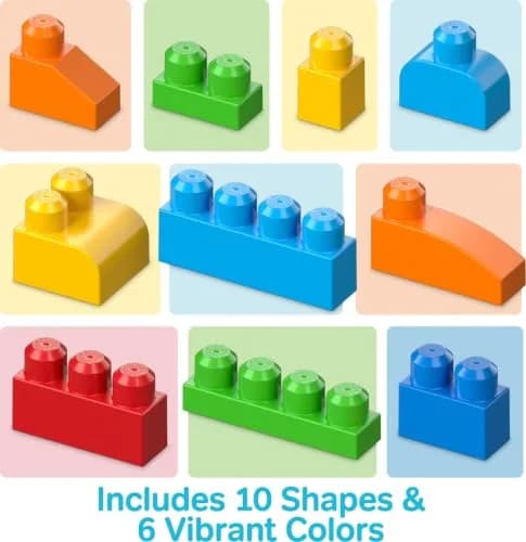 Mega Bloks First Builders Deluxe Building Bag Toddler Block Toys Set, Multicolor 2.27 kg (5 lb) | Educational STEM Toy for Kids Ages 1+ thumbnail 6