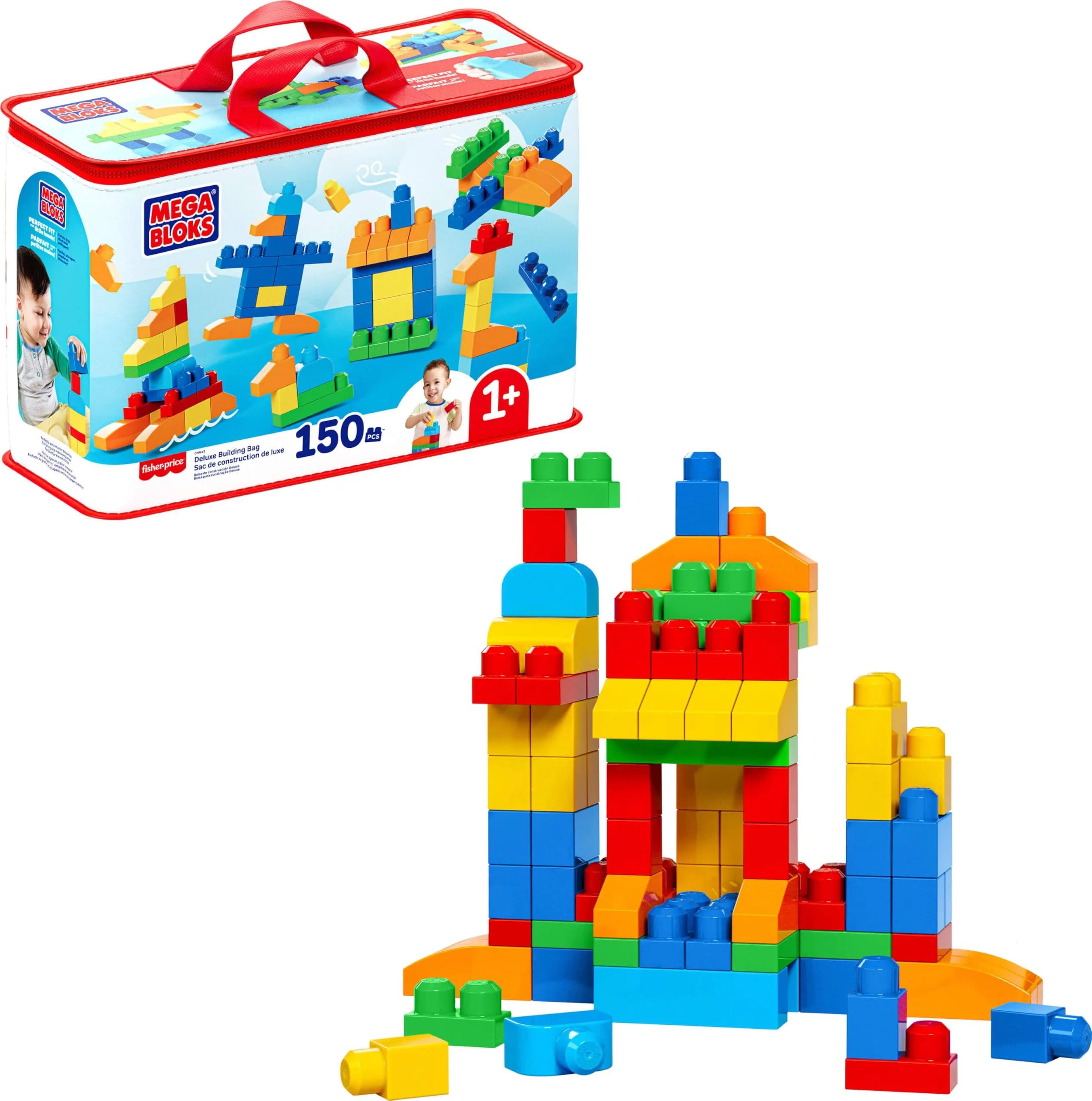 Mega Bloks First Builders Deluxe Building Bag Toddler Block Toys Set, Multicolor 2.27 kg (5 lb) | Educational STEM Toy for Kids Ages 1+