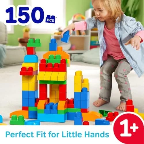Mega Bloks First Builders Deluxe Building Bag Toddler Block Toys Set, Multicolor 2.27 kg (5 lb) | Educational STEM Toy for Kids Ages 1+ thumbnail 2