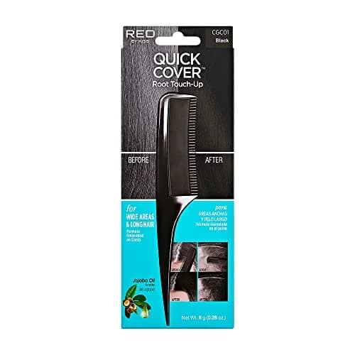 Red by Kiss Quick Cover Root Touch Up Comb Type Water-Resistant Temporary Gray Concealer Cover Up Brush for Hair and Beard (Black) | Instant Gray Coverage thumbnail 1