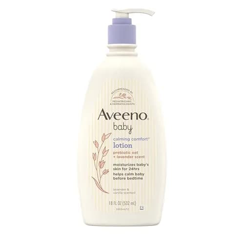 Aveeno Baby Calming Comfort Moisturizing Body Lotion with Lavender & Vanilla, 532ml (18 fl. oz) | Hypoallergenic Formula for Sensitive Skin thumbnail 1