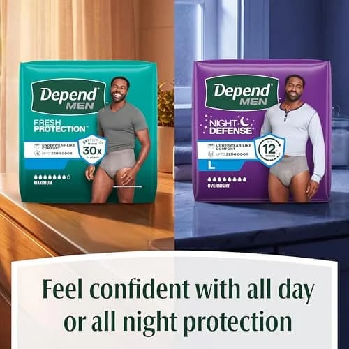 Depend Fresh Protection Adult Diapers for Men, Maximum Absorbency, Small/Medium, Grey, 19 Count | OdorBlock Technology thumbnail 8