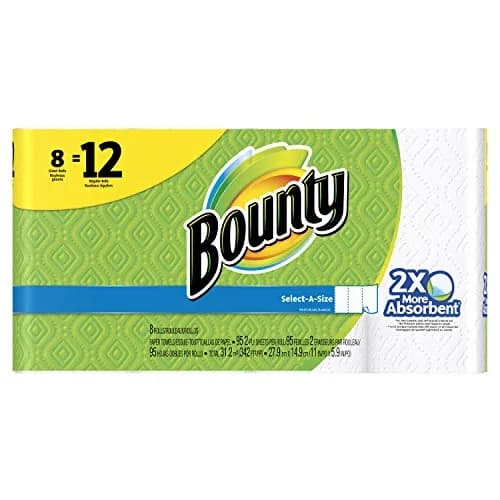 Bounty Select-A-Size Paper Towels, White, Giant Roll, 8 Rolls | 2X More Absorbent thumbnail 1
