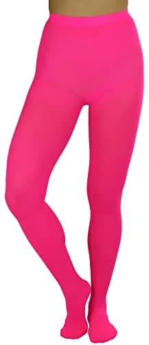 ToBeInStyle Women's Opaque Solid Color Nylon Tights Pantyhose - Neon Pink | Vibrant, Comfortable & Perfect for Parties thumbnail 1