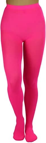 ToBeInStyle Women's Opaque Solid Color Nylon Tights Pantyhose - Neon Pink | Vibrant, Comfortable & Perfect for Parties thumbnail 4