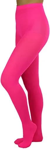 ToBeInStyle Women's Opaque Solid Color Nylon Tights Pantyhose - Neon Pink | Vibrant, Comfortable & Perfect for Parties thumbnail 5