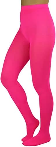 ToBeInStyle Women's Opaque Solid Color Nylon Tights Pantyhose - Neon Pink | Vibrant, Comfortable & Perfect for Parties thumbnail 6