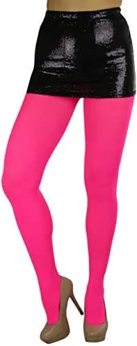 ToBeInStyle Women's Opaque Solid Color Nylon Tights Pantyhose - Neon Pink | Vibrant, Comfortable & Perfect for Parties thumbnail 7