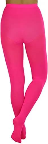ToBeInStyle Women's Opaque Solid Color Nylon Tights Pantyhose - Neon Pink | Vibrant, Comfortable & Perfect for Parties thumbnail 2