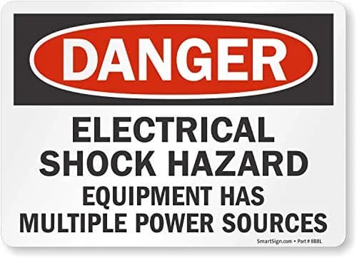 SmartSign Danger: Equipment Has Multiple Power Sources Vinyl Label 5" x 7" | Durable OSHA Sign thumbnail 1