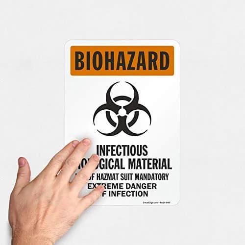 SmartSign Biohazard Infectious Biological Material Label 7" x 10" Laminated Vinyl | Durable OSHA Sign thumbnail 4