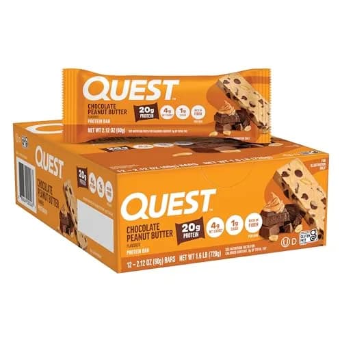 Quest Chocolate Peanut Butter Protein Bars 20g Protein 12 Count | High Protein Snack for Gym-Goers thumbnail 1