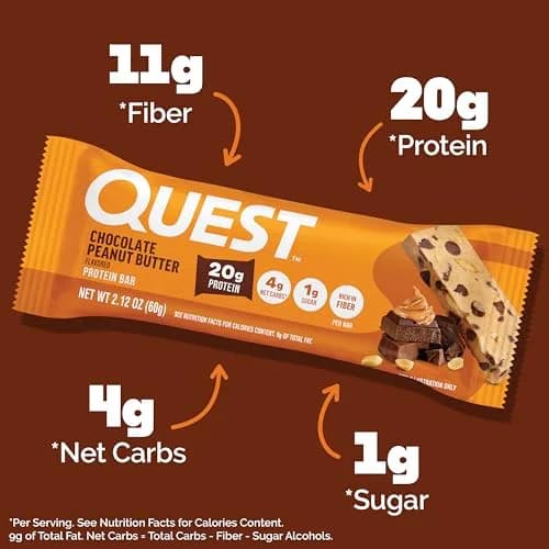 Quest Chocolate Peanut Butter Protein Bars 20g Protein 12 Count | High Protein Snack for Gym-Goers thumbnail 2