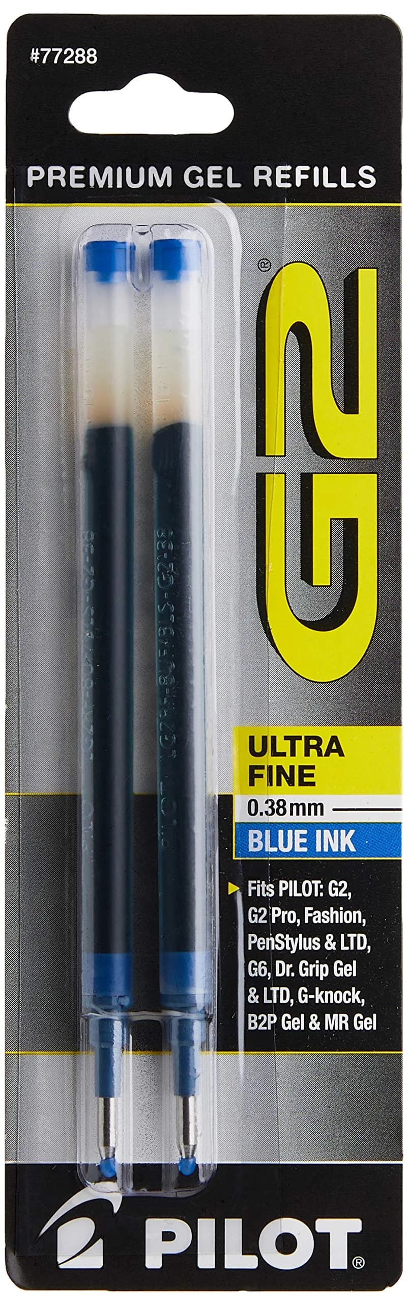 Pilot G2 Gel Ink Refills Ultra Fine Point 0.38 mm | Blue, Pack of 2 | Compatible with Pilot Gel Pens — Blue