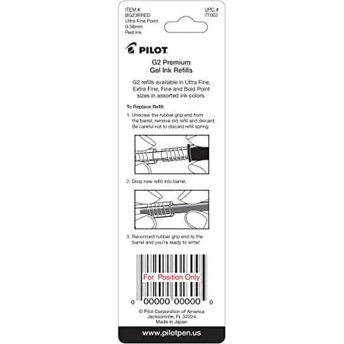 Pilot G2 Gel Ink Refills Ultra Fine Point 0.38 mm | Red Pack of 2 | Long-Lasting, Smudge-Resistant thumbnail 2