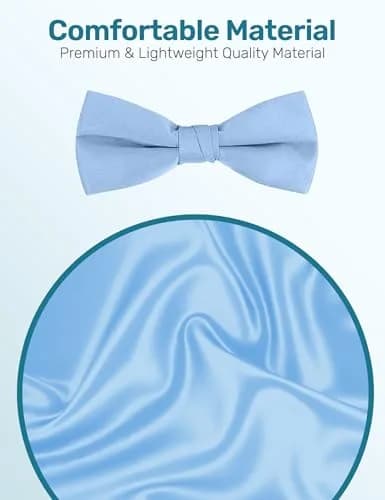 S.H. Churchill & Co. Men's Satin Pre-Tied Tuxedo Bow Tie Light Blue | Adjustable Strap, Classic Style thumbnail 6