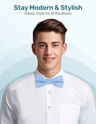 S.H. Churchill & Co. Men's Satin Pre-Tied Tuxedo Bow Tie Light Blue | Adjustable Strap, Classic Style thumbnail 2
