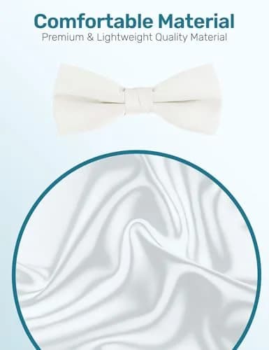 S.H. Churchill & Co. Men's Satin Pre-Tied Tuxedo Bow Tie - Ivory | Adjustable Strap, Classic Style thumbnail 6
