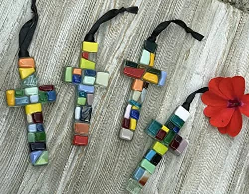 The Grandparent Gift Handmade Mosaic Confirmation Cross for Girls or Boys | 4" Keepsake with Confirmation Sentiment thumbnail 5