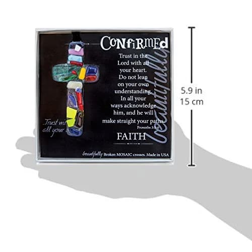 The Grandparent Gift Handmade Mosaic Confirmation Cross for Girls or Boys | 4" Keepsake with Confirmation Sentiment thumbnail 3