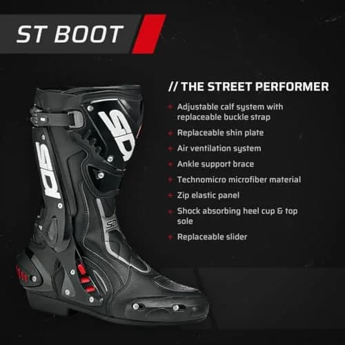 Sidi ST BLACK SZ 10/44 Motorcycle Cycling Boot | Durable, Interchangeable Parts, Ventilated Fit thumbnail 7