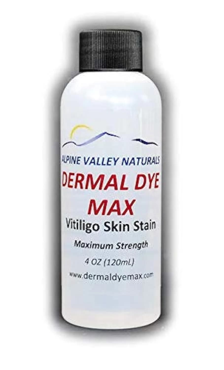 Dermal Dye Max Vitiligo Skin Stain Liquid 120ml (4 Fl Oz) | Waterproof Skin Darkening for Patches — Clear before use then darkens skin color to desierd shade