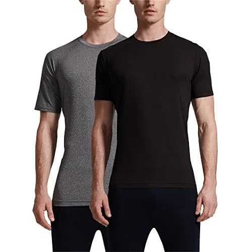 32 Degrees Weatherproof Mens Short Sleeve Crew Neck Cool Tee, 2 Pack, Black & Heather Grey | Moisture-Wicking & Quick Dry (70-120c) thumbnail 1