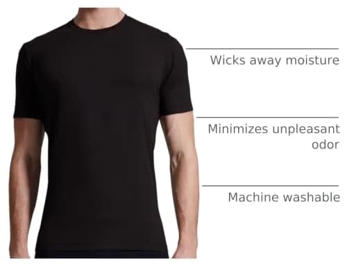 32 Degrees Weatherproof Mens Short Sleeve Crew Neck Cool Tee, 2 Pack, Black & Heather Grey | Moisture-Wicking & Quick Dry (70-120c) thumbnail 4