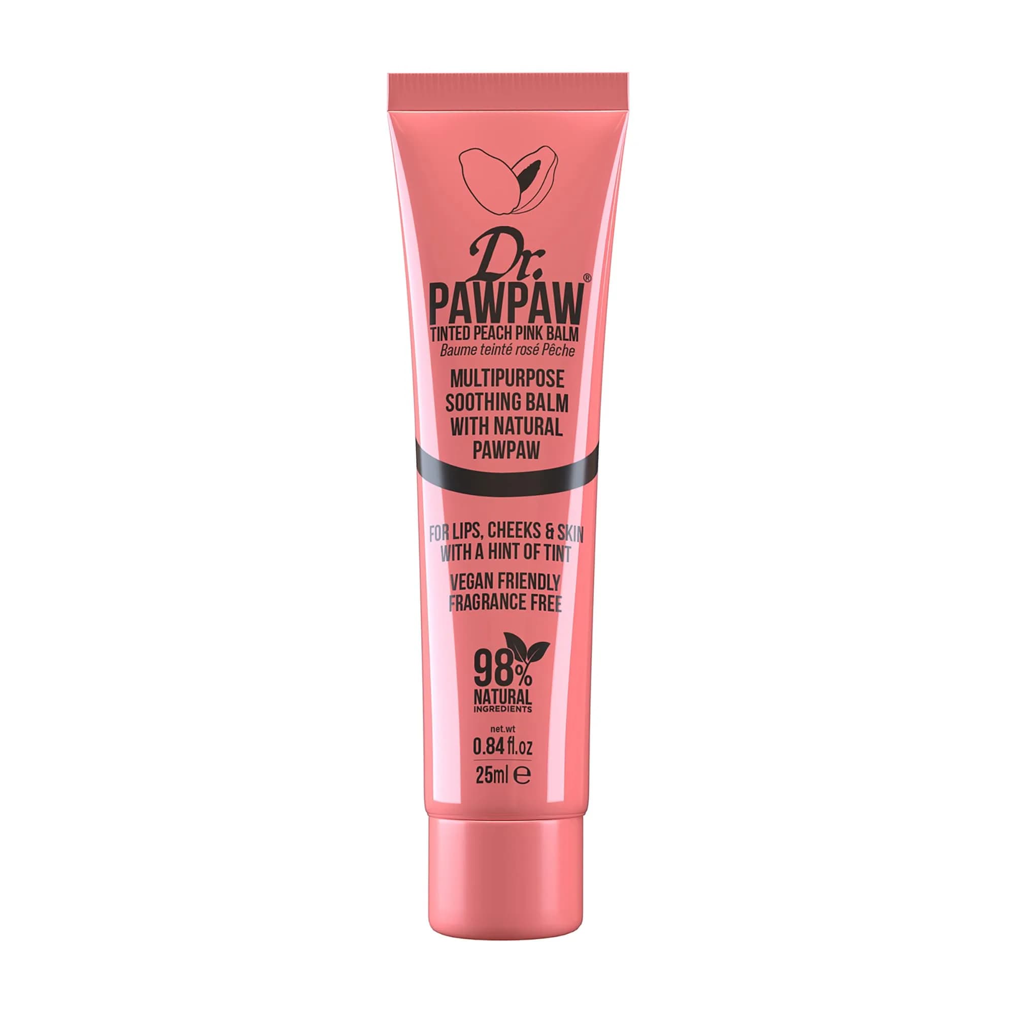 Dr. PAWPAW ORIGINAL BALM Tinted Peach Pink 0.84oz | Multi-Purpose Lip & Cheek Tint for Sensitive Skin